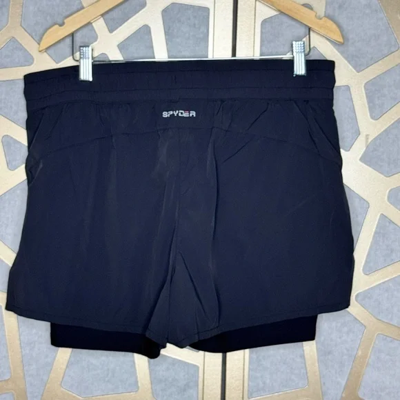 Spyder Athletic Shorts w/ Built-In Biker Shorts Elastic Waist, Pockets Size XL - Picture 3 of 7